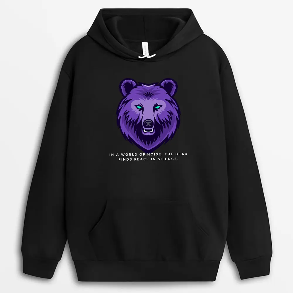 In A World Of Noise The Bear Finds Peace In Silence Paulxtee Hoodie - Black