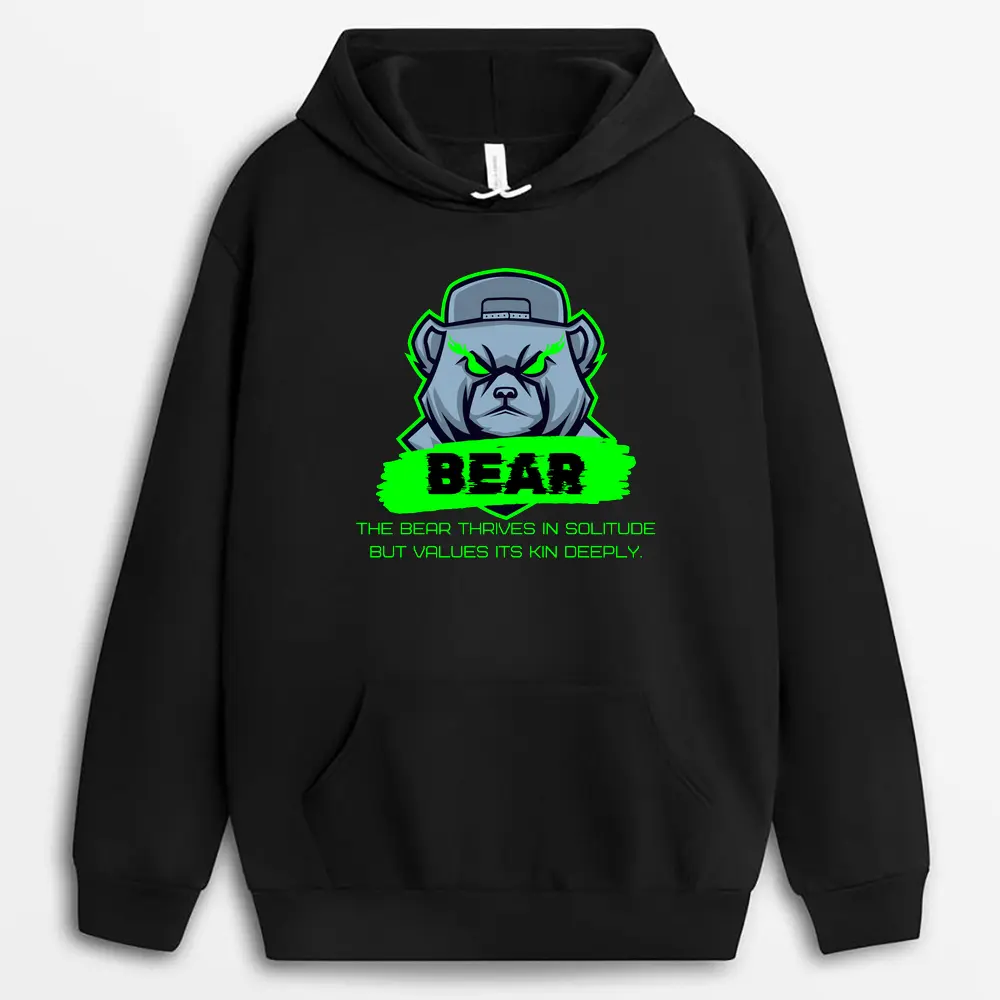 The Bear Thrives In Solitude But Values Its Kin Deeply Paulxtee Hoodie - Black